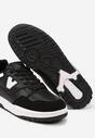 Czarno-Białe Sznurowane Buty Sportowe z Ozdobną Naszywką Meraline