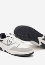 Biało-Granatowe Sznurowane Buty Sportowe z Ozdobną Naszywką Meraline