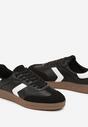 Czarno-Białe Sznurowane Buty Sportowe z Przeszyciami Meriannde