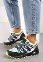 Czarno-Żółte Płaskie Sznurowane Buty Sportowe Sneakersy z Ozdobnymi Wstawkami Tinamar