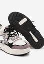 Beżowo-Fioletowe Sneakersy na Grubej podeszwie z Zapięciem na Rzep i Aplikacją na Boku Arforina