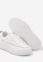 Biało-Szare Sznurowane Sneakersy na Grubej Tłoczonej Podeszwie Erisalise