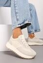 Beżowe Płaskie Sneakersy z Geometrycznym Motywem Erisalen