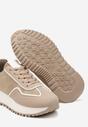 Ciemnobeżowe Płaskie Sneakersy z Geometrycznym Motywem Erisalen