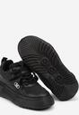 Czarne Buty Sportowe Sneakersy na Platformie z Ozdobną Aplikacją i Skórzaną Wkładką Biavarae
