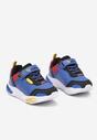 Niebieskie Płaskie Sznurowane Buty Sportowe Sneakersy z Ledami i Rzepami Erinalia