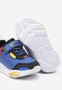 Niebieskie Płaskie Sznurowane Buty Sportowe Sneakersy z Ledami i Rzepami Erinalia