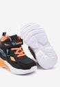 Czarne Płaskie Buty Sportowe Sneakersy z Ledami i Geometrycznym Zdobieniem na Rzepy Erithrea