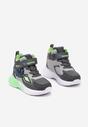 Szare Płaskie Buty Sportowe Sneakersy z Ledami i Geometrycznym Zdobieniem na Rzepy Erithrea