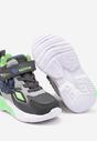 Szare Płaskie Buty Sportowe Sneakersy z Ledami i Geometrycznym Zdobieniem na Rzepy Erithrea