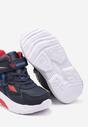 Granatowe Płaskie Buty Sportowe Sneakersy z Ledami i Geometrycznym Zdobieniem na Rzepy Erithrea