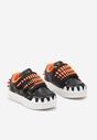 Czarne Buty Sportowe w Ozdobny Print z Aplikacjami i Zapięciem na Rzep Erisella