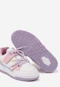 Biało-Fioletowe Płaskie Buty Sportowe Sneakersy na Rzep z Geometrycznym Wzorem i Sznurowaniem Terevan