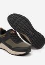 Zielono-Czarne Płaskie Buty Sportowe Sneakersy ze Sznurowaniem i Napisem Terelena