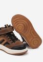 Brązowe Botki na Płaskiej Podeszwie w Stylu Sneakersów z Geometrycznym Zdobieniem Erisielle