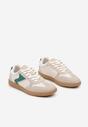 Ciemnobeżowe Płaskie Buty Sportowe Sneakersy z Geometrycznym Zdobieniem Olissea