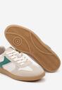 Ciemnobeżowe Płaskie Buty Sportowe Sneakersy z Geometrycznym Zdobieniem Olissea