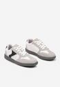 Szaro-Białe Płaskie Buty Sportowe Sneakersy z Geometrycznym Zdobieniem Olissea