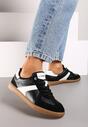 Czarno-Białe Płaskie Skórzane Sneakersy Ozdobione Przeszyciami Verietta