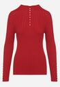 Bordowy Dopasowany Sweter Golf z Ozdobnymi Guzikami Oppanla