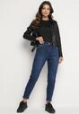 Granatowe Klasyczne Jeansy o Kroju Skinny Regular Waist Nailen