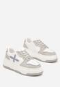 Biało-Szare Sznurowane Sneakersy na Grubszej Podeszwie z Geometrycznym Wzorem Sairana