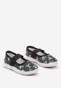 Czarne Płaskie Tenisówki w Kwiaty z Elastyczną Gumką Dezida