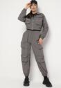 Szary Komplet w Streetwearowym Stylu z Kieszeniami Lotiena