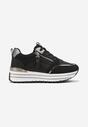 Czarne Sneakersy na Grubej Podeszwie z Brokatowymi Wstawkami i Ozdobnym Suwakiem Mairanne