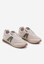 Beżowe Casualowe Buty Sportowe Sneakersy z Geometrycznymi Przeszyciami Lereta