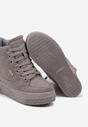 Szare Sneakersy na Ukrytym Koturnie z Metalicznymi Wstawkami i Ozdobnym Suwakiem Daimana