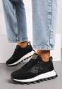 Czarne Płaskie Sneakersy z Metalicznymi Wstawkami i Sznurowaniem Zetista