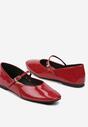 Czerwone Eleganckie Balerinki w Stylu Mary Jane z Klamerką Naivina