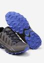 Szaro-Niebieskie Płaskie Buty Sportowe Sneakersy z Napisem i Paskami Taile