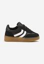 Czarne Płaskie Sznurowane Buty Sportowe Sneakersy z Paskami Azilena