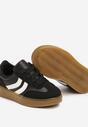 Czarne Płaskie Sznurowane Buty Sportowe Sneakersy z Paskami Azilena