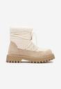 Beżowe Śniegowce na Grubej Podeszwie z Cyrkoniami i Futerkową Wstawką Rianaella