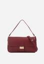 Bordowa Mała Prostokątna Torebka na Ramię z Dodatkowym Paskiem Ozdobiona Breloczkiem Creila