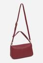 Bordowa Mała Prostokątna Torebka na Ramię z Dodatkowym Paskiem Ozdobiona Breloczkiem Creila