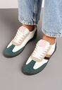 Zielone Stylowe Sneakersy na Płaskiej Podeszwie z Geometrycznymi Przeszyciami Rialine