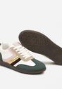 Zielone Stylowe Sneakersy na Płaskiej Podeszwie z Geometrycznymi Przeszyciami Rialine