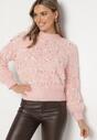 Różowy Sweter z Wiskozą i Bawełną z Kolorową Nicią Raithra