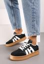 Czarno-Białe Sneakersy na Grubej Podeszwie z Kontrastowymi Przeszyciami Mialunae