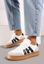 Biało-Czarne Sneakersy na Grubej Podeszwie z Kontrastowymi Przeszyciami Mialunae