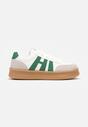 Biało-Zielone Sneakersy na Grubej Podeszwie z Kontrastowymi Przeszyciami Mialunae