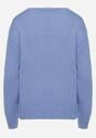 Niebieski Sweter z Wełną Ściągaczem i Tłoczeniem Riavonnae