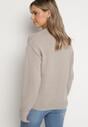 Szary Sweter z Wełną Ściągaczem i Tłoczeniem Riavonnae