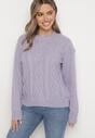Ciemnofioletowy Sweter z Wełną Ściągaczem i Tłoczeniem Riavonnae