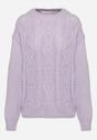 Ciemnofioletowy Sweter z Wełną Ściągaczem i Tłoczeniem Riavonnae