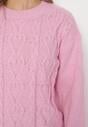 Różowy Sweter z Wełną Ściągaczem i Tłoczeniem Riavonnae